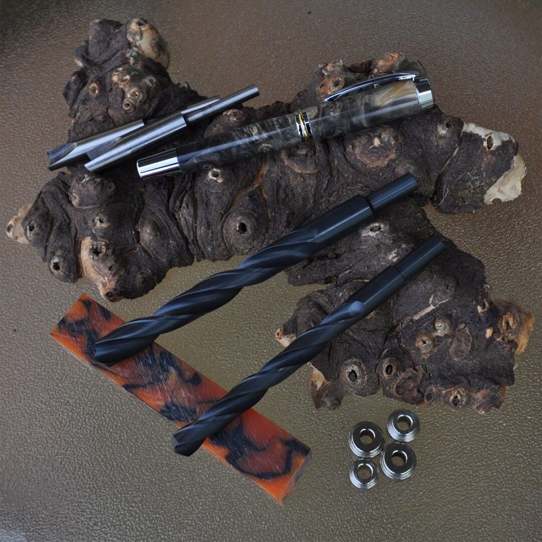 Craft tools and materials on textured surface