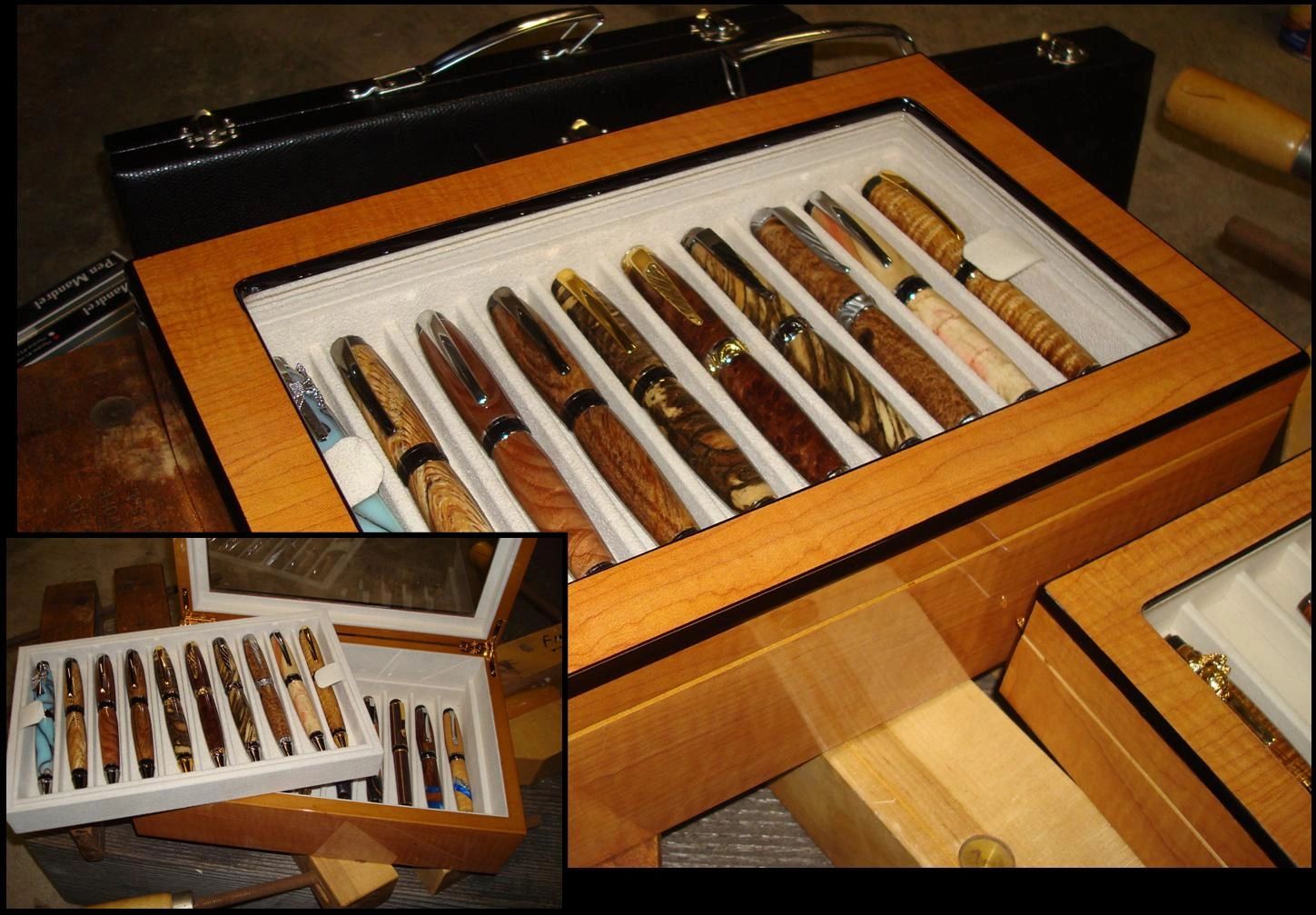 Elegant pen set in wooden display case
