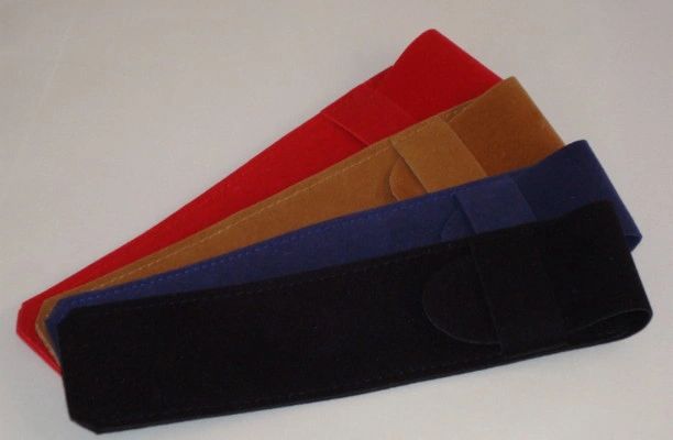 Assorted colored belts on display
