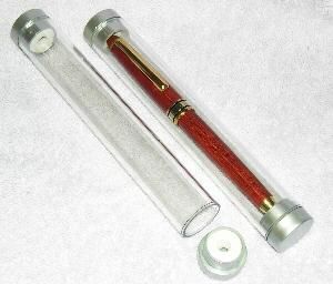 Red pen in transparent case