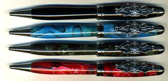 Four decorative pens with unique designs