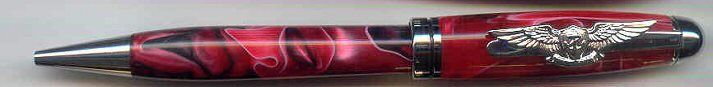 Swirled design pen featuring eagle motif