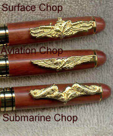 Three pens with naval and aviation designs