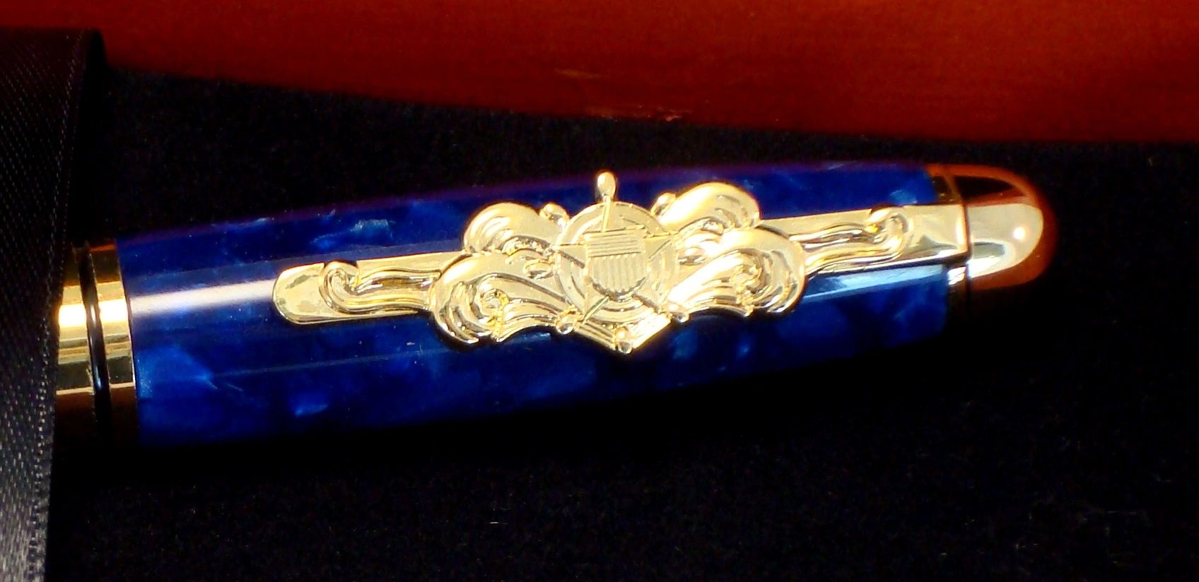 Luxury blue pen with gold details