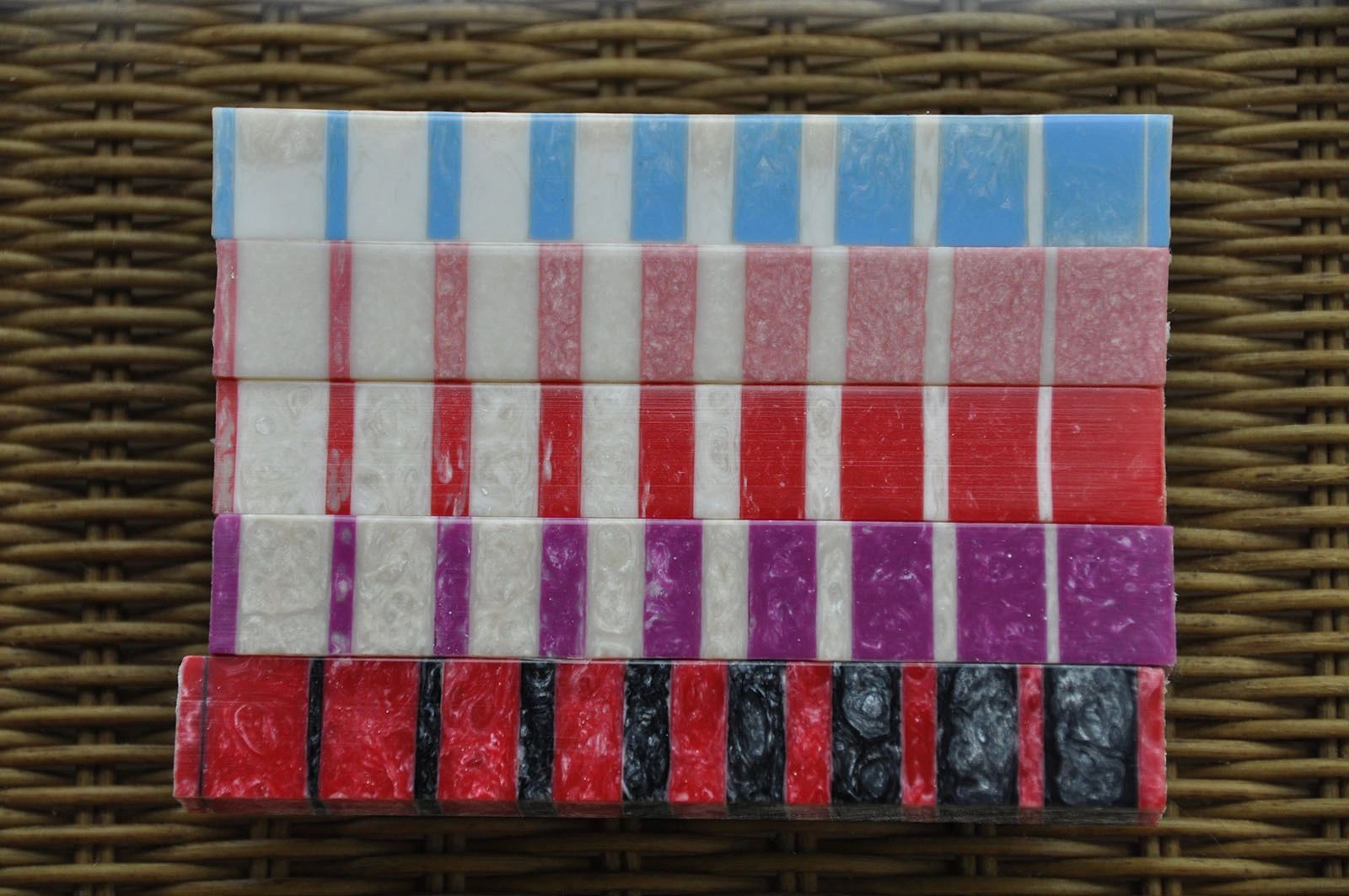 Patterned tiles arranged neatly in rows