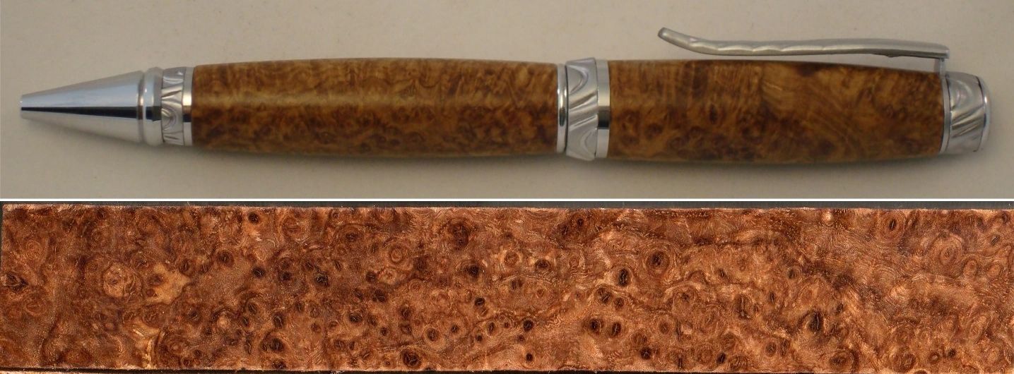 Wooden pen with silver accents