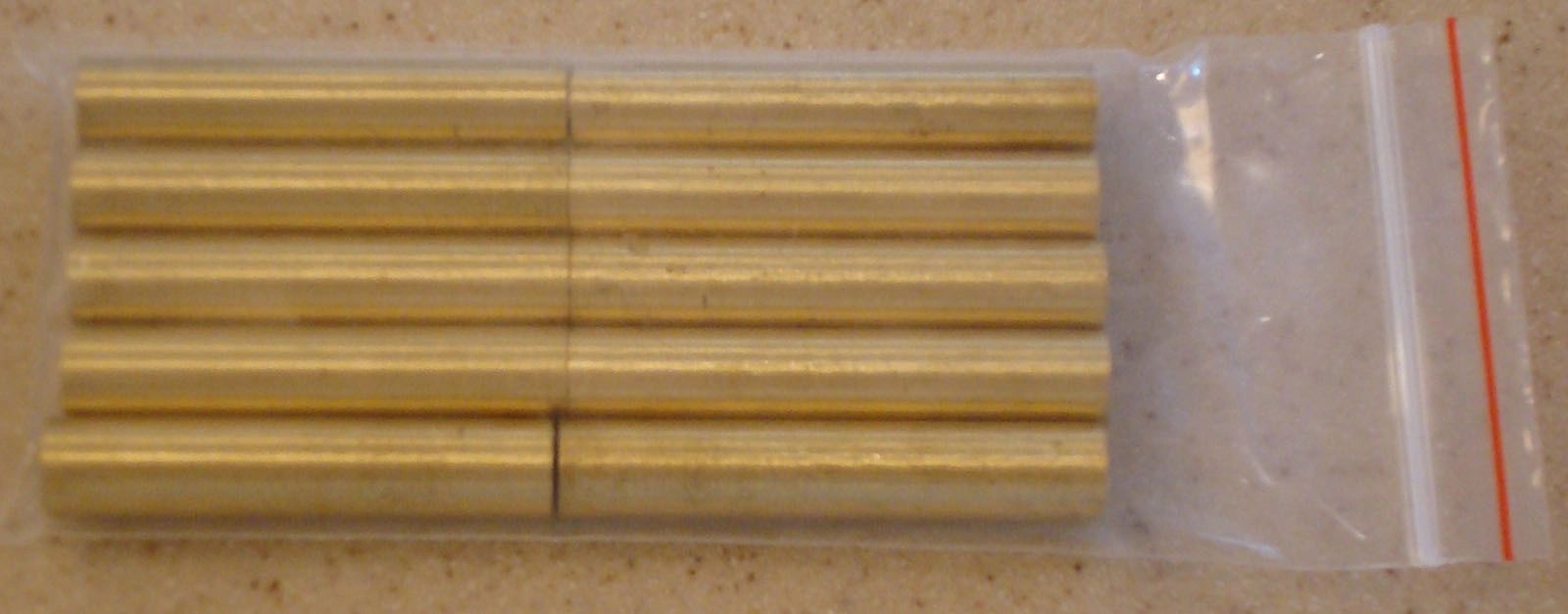 Brass rods in plastic bag