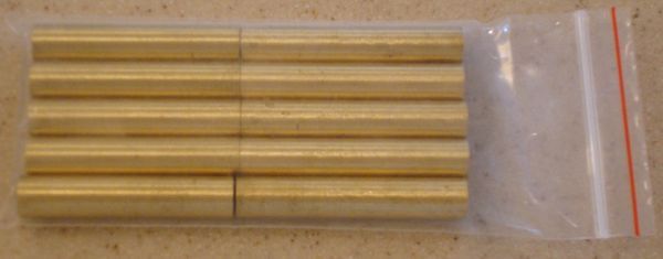 Brass rods sealed in clear bag