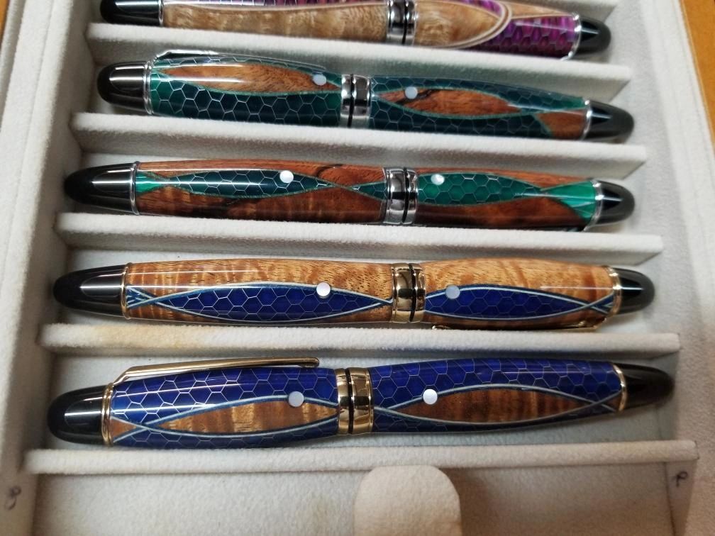 Elegant pens arranged in a box
