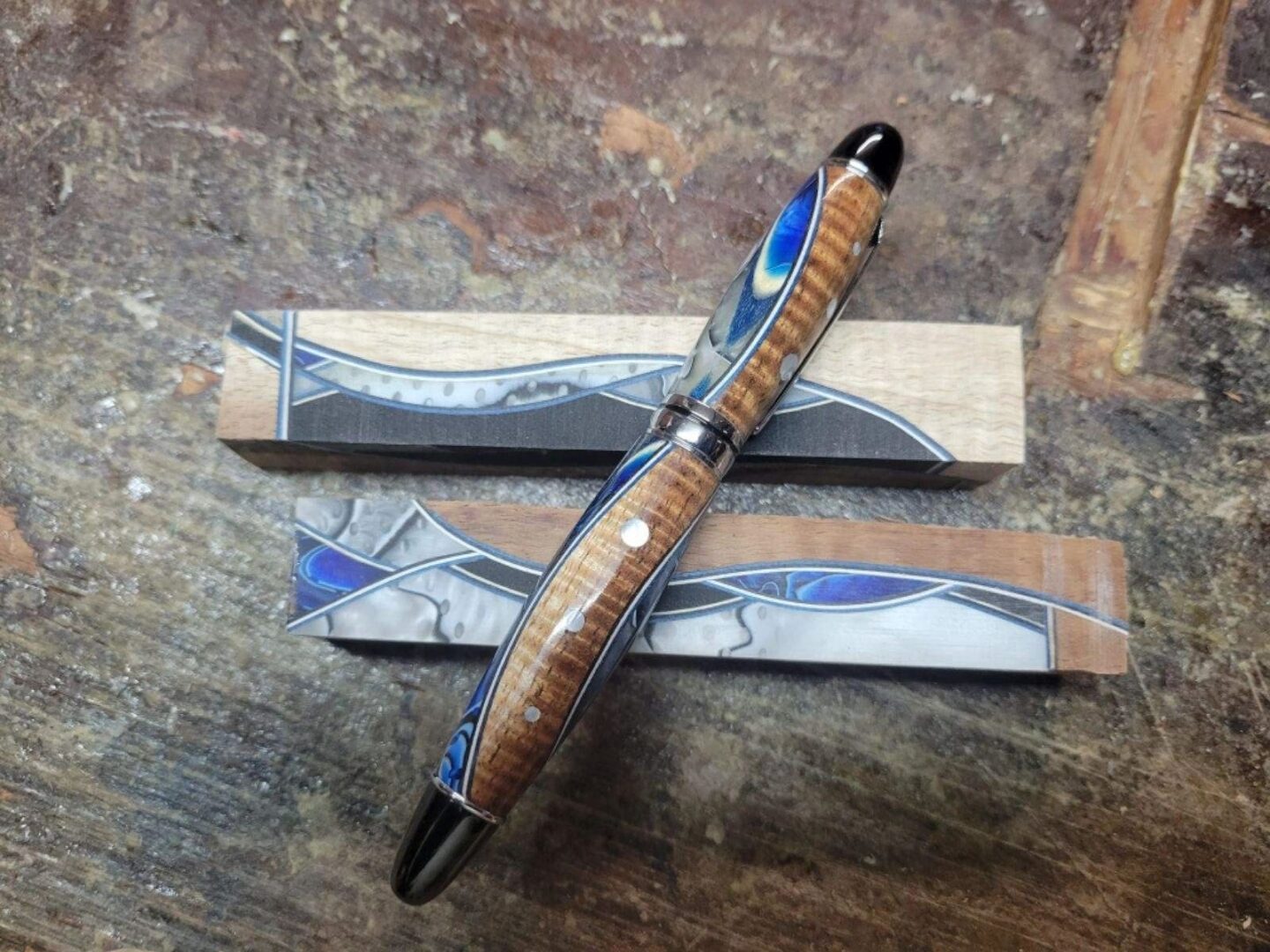 Wooden pen on textured surface