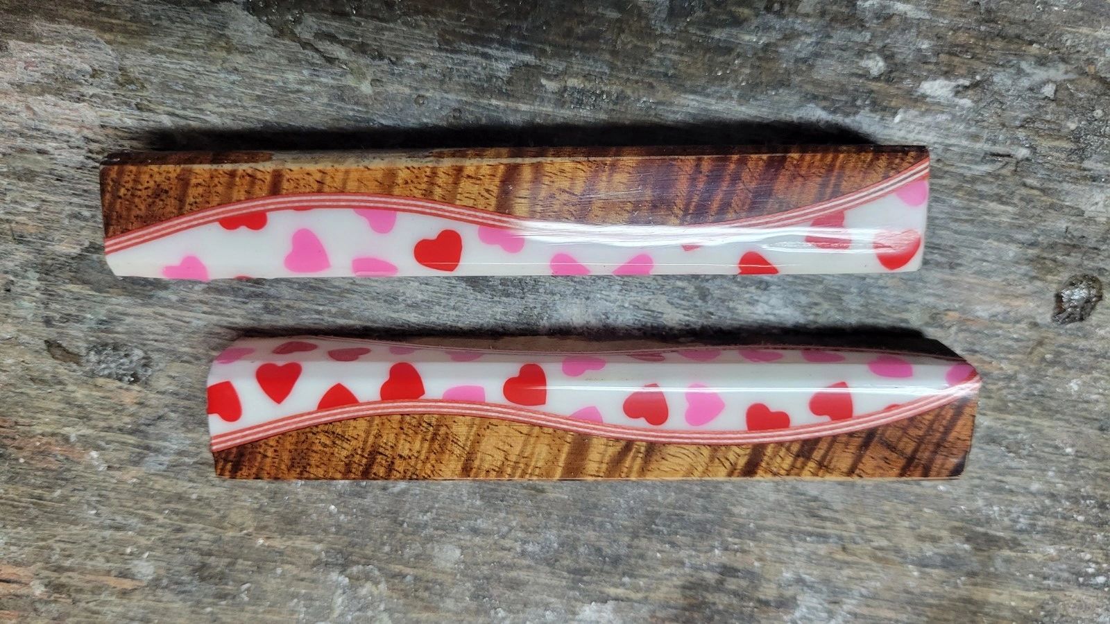 Wooden knife handles with heart design