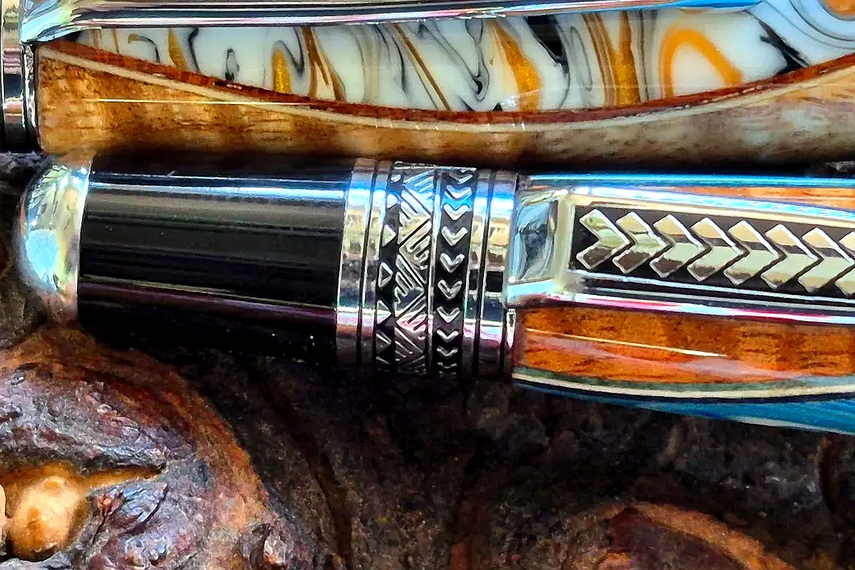 Decorative knife handles with intricate patterns
