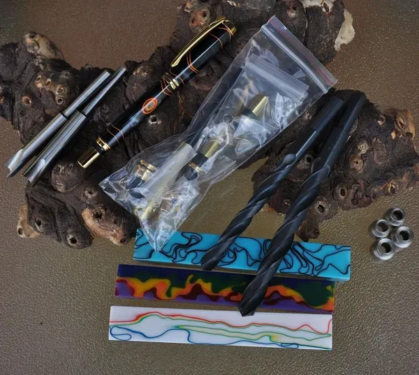 Colorful acrylic blanks and drill bits